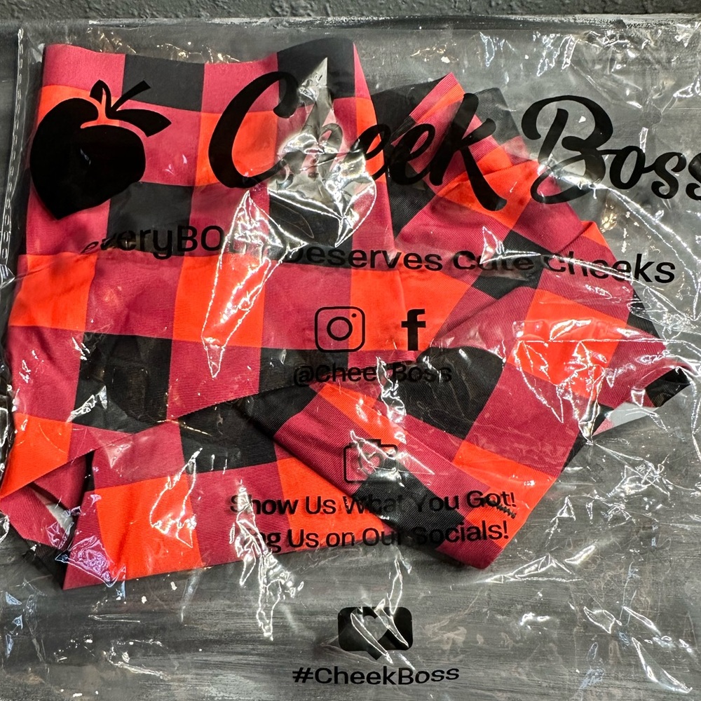Cheek boss bikini brief red checkered size large NWT